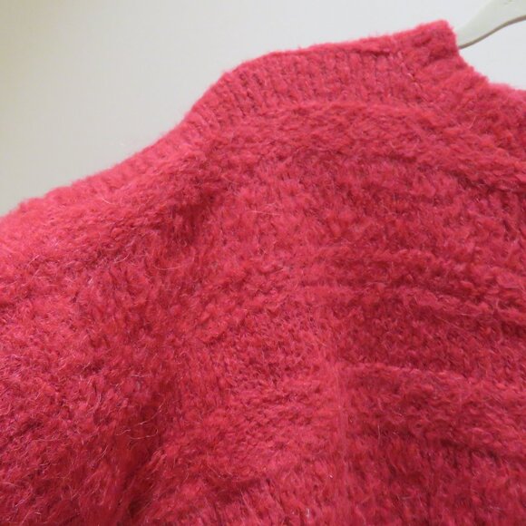 JOIE Blanche Crew Neck Alpaca Wool Blend Sweater in Fuchsia Red Quiet Luxury - Picture 5 of 14
